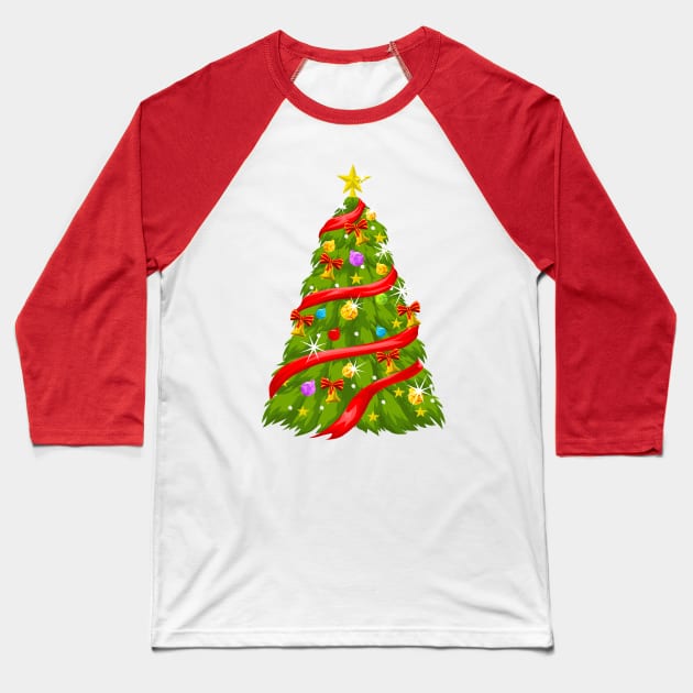 Lit Christmas Tree Baseball T-Shirt by Morphart